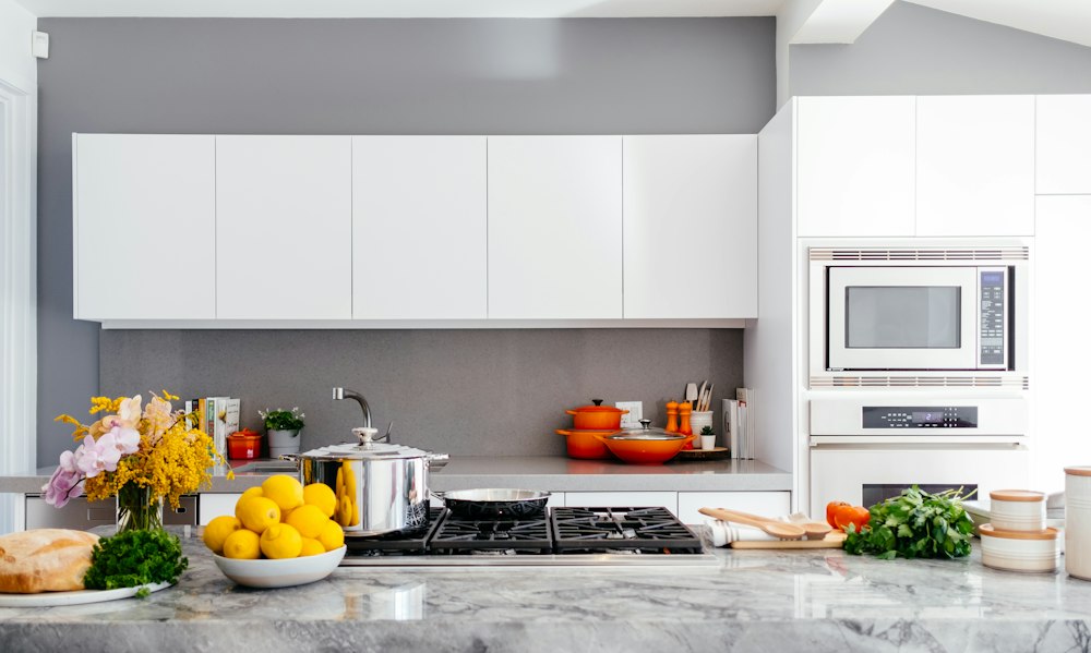 Illustrative photo: a modern fitted kitchen where an air fryer would sit on the counter