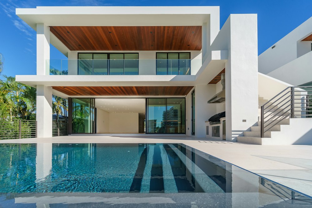 Illustrative photo: a modern home exterior where motion lights are commonly fitted